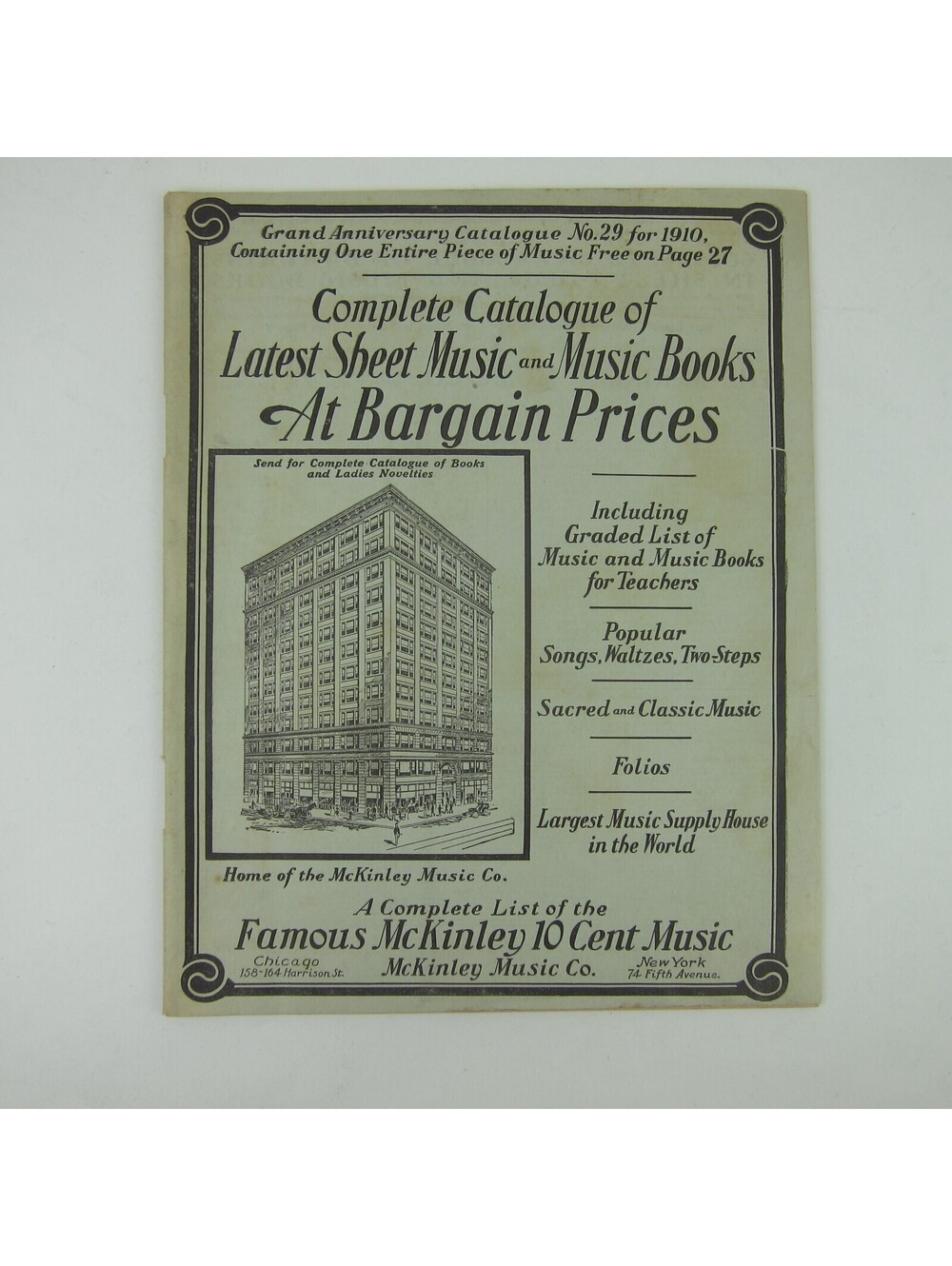 McKinley Music Co Catalog of Sheet Music Chicago New York Antique 1910 RARE